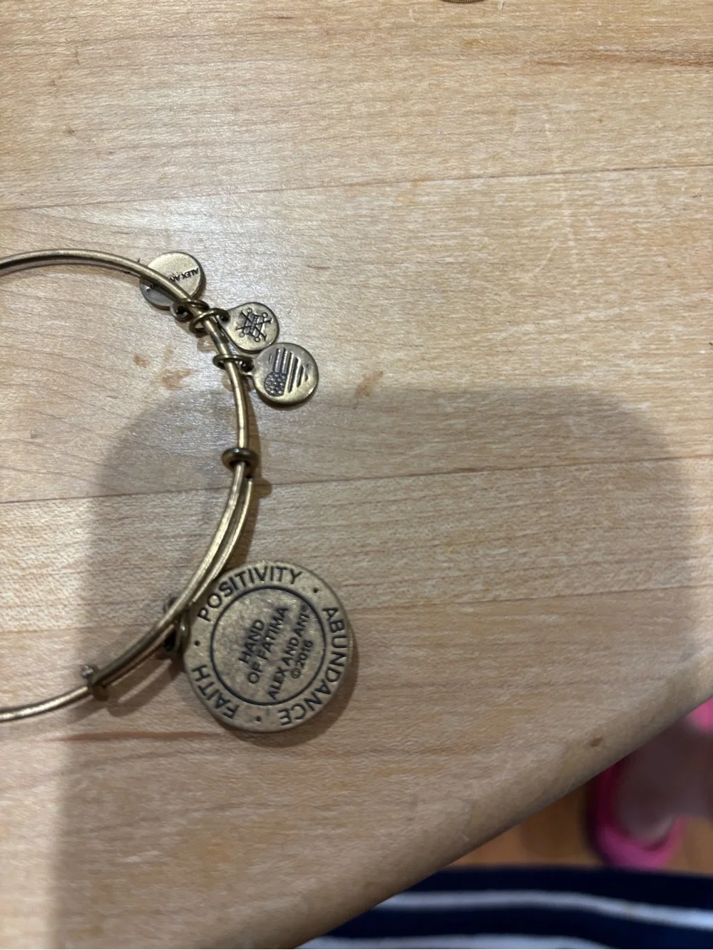 Alex and Ani Antique Gold Hand of Patima Medallion Bangle Bracelet